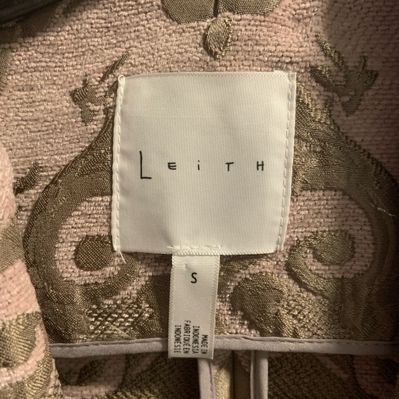 Leith Jacquard Light Pink & Brown Long Duster Jacket Size Small NWT - Picture 7 of 16